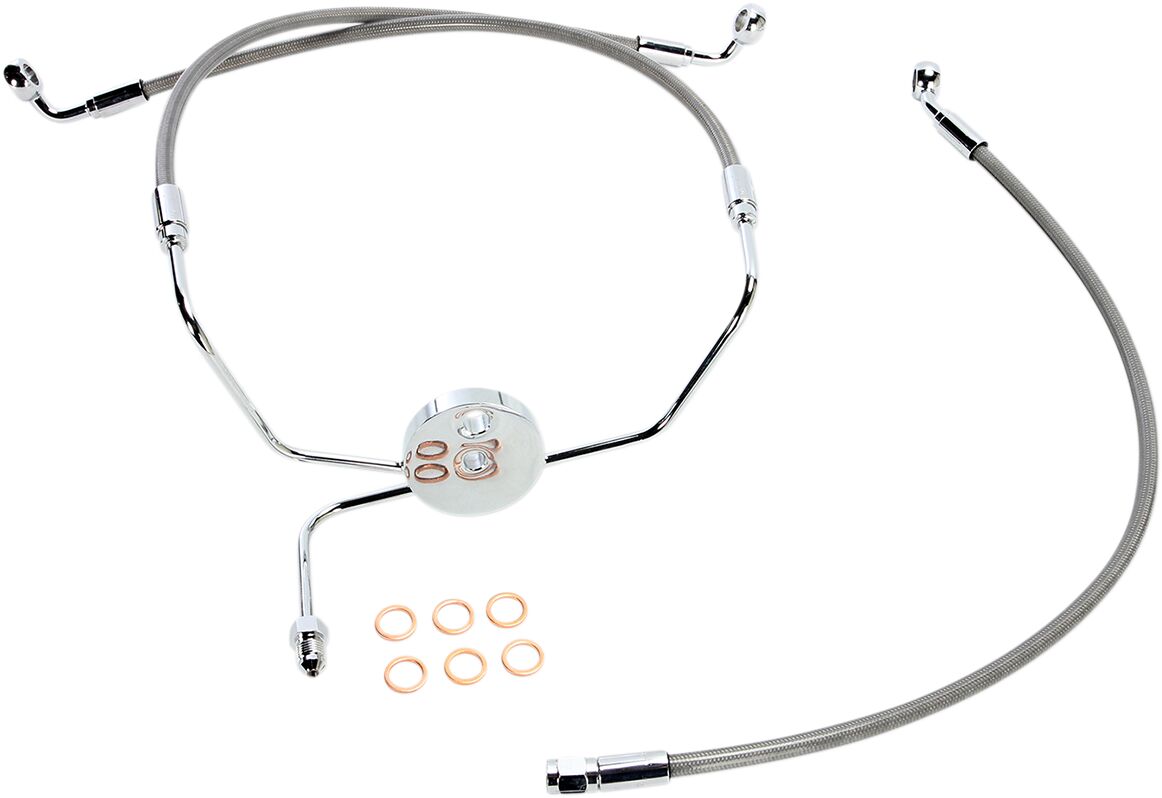 BRAKE LINE KIT DUAL DISC NON-ABS E-Z ALIGN XR POLISHED CHROME BRAIDED 25"