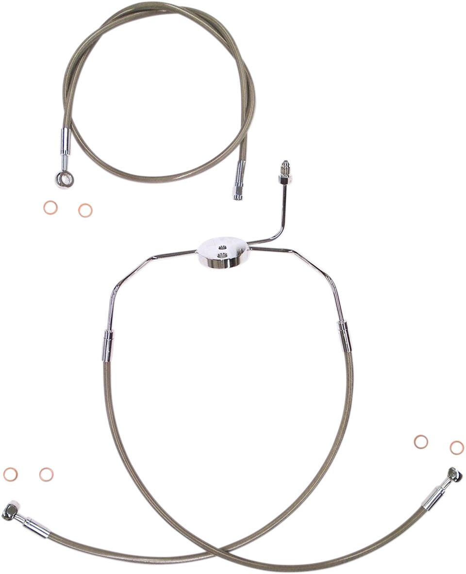 BRAKE LINE KIT DUAL DISC NON-ABS E-Z ALIGN XR POLISHED CHROME BRAIDED 23"