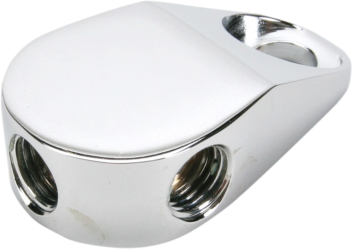 Piduri T-liitmiku/pidurilüliti korpus koos kinnitusega, esimene, kroom, 3x emane 3/8x24 JIC/UNF