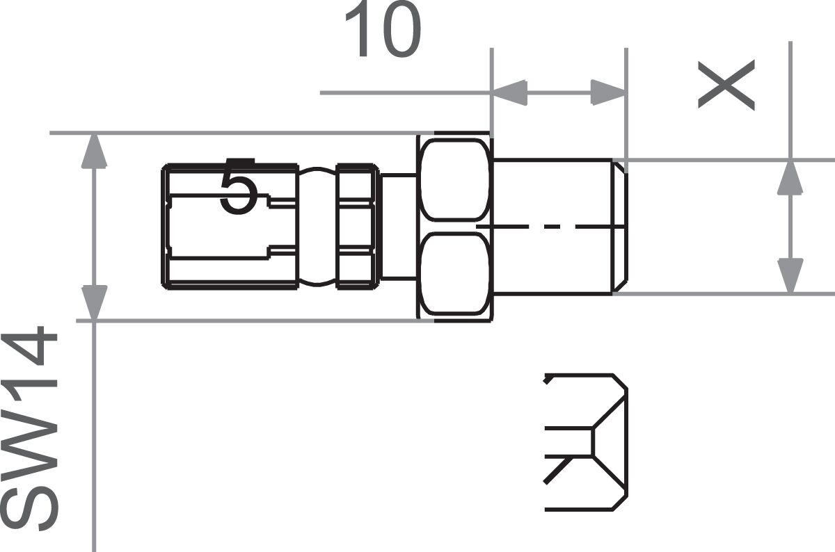 Liitmik M10X1.0, isane, GM