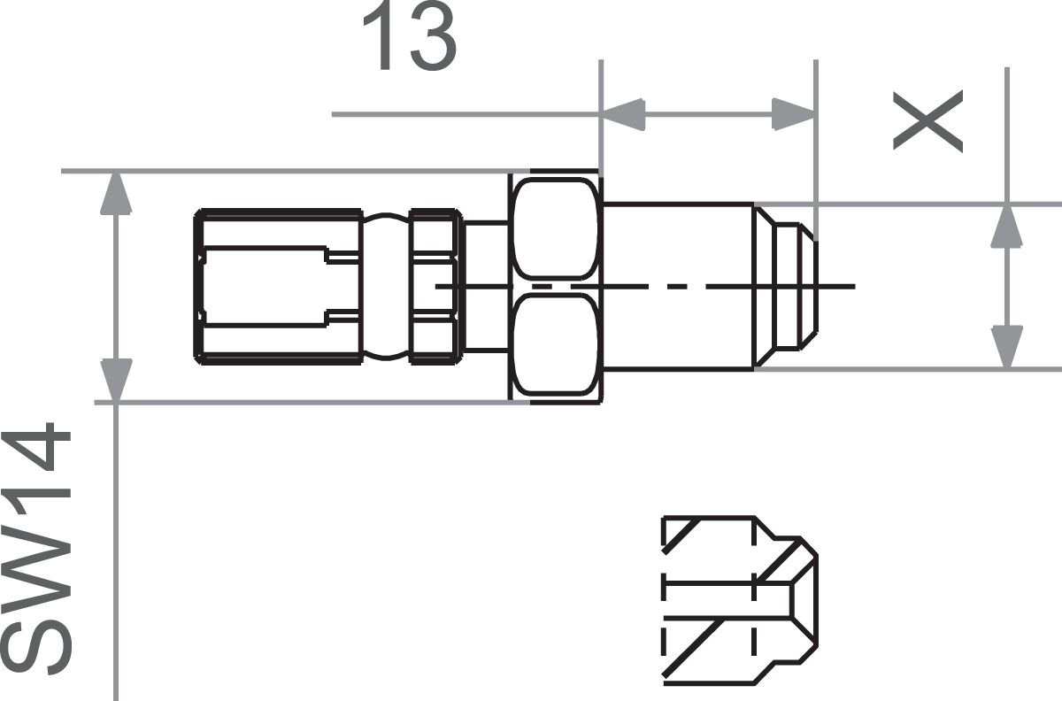 Liitmik M10X1.25, isane, kuldne