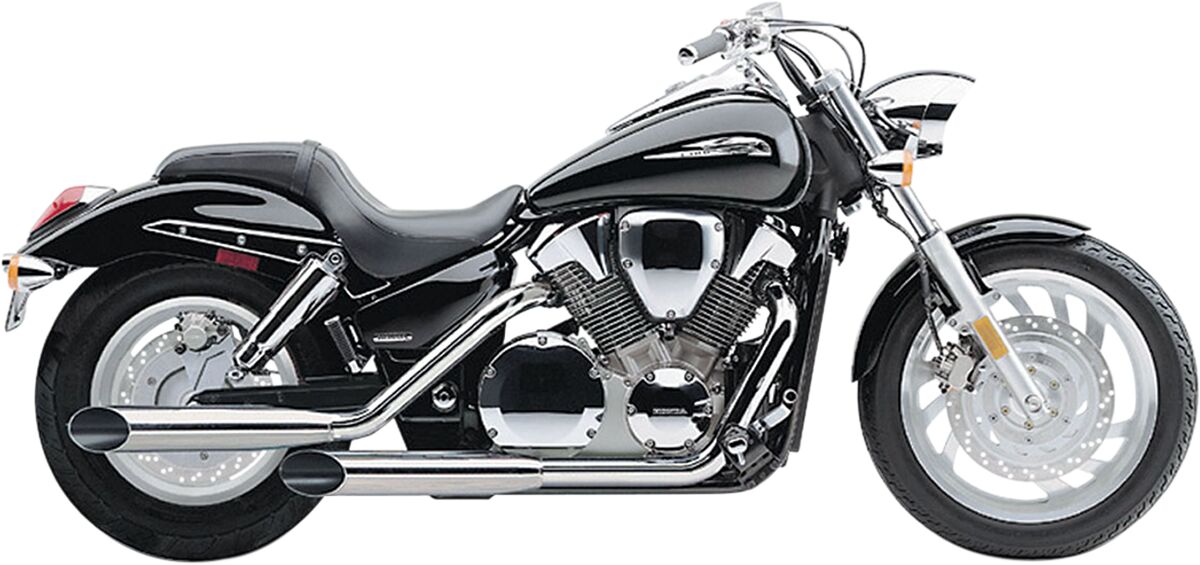 EXHAUST SYSTEM 2 INTO 2 CLASSIC DELUXE STAGGERED DUAL SLASH CUT CHROME