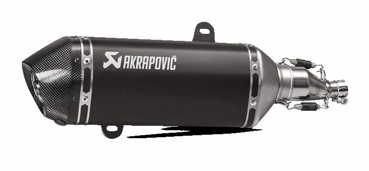SLIP-ON LINE MUFFLER BLACK STAINLESS STEEL CARBON END CAP