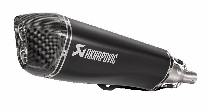 SLIP-ON LINE MUFFLER BLACK STAINLESS STEEL CARBON END CAP