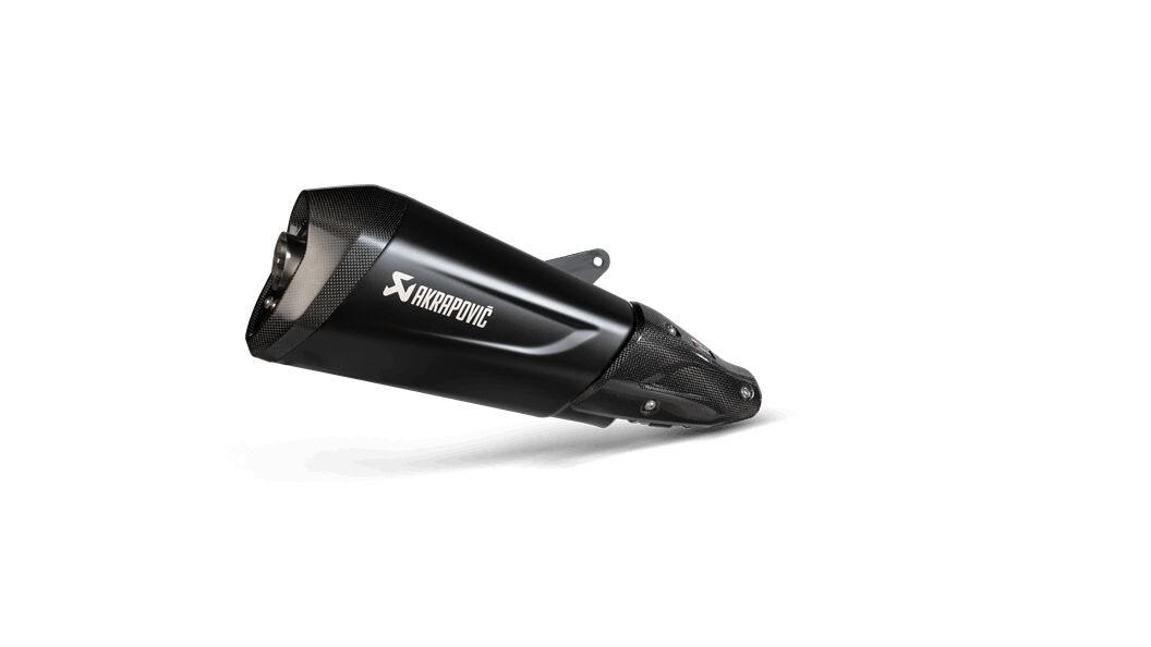 SLIP-ON LINE MUFFLER BLACK STAINLESS STEEL CARBON END CAP