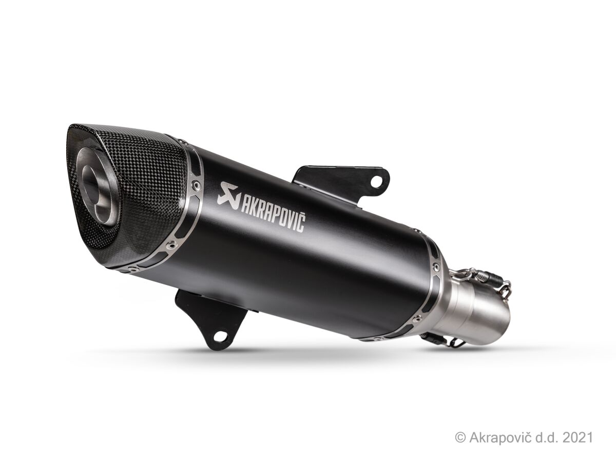 SLIP-ON LINE MUFFLER BLACK STAINLESS STEEL CARBON END CAP