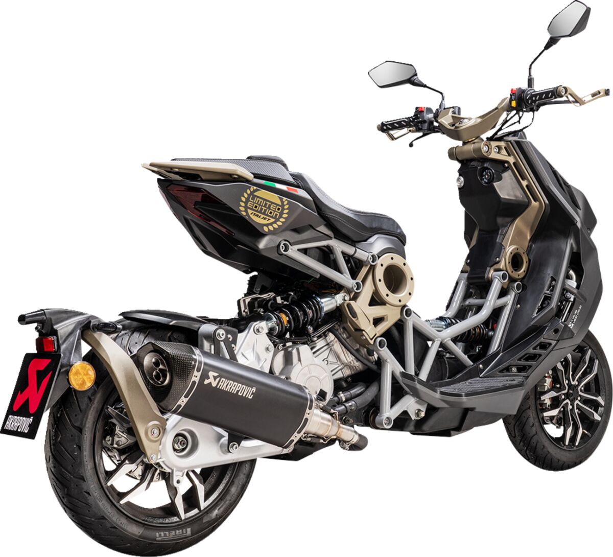 SLIP-ON LINE MUFFLER BLACK STAINLESS STEEL CARBON END CAP