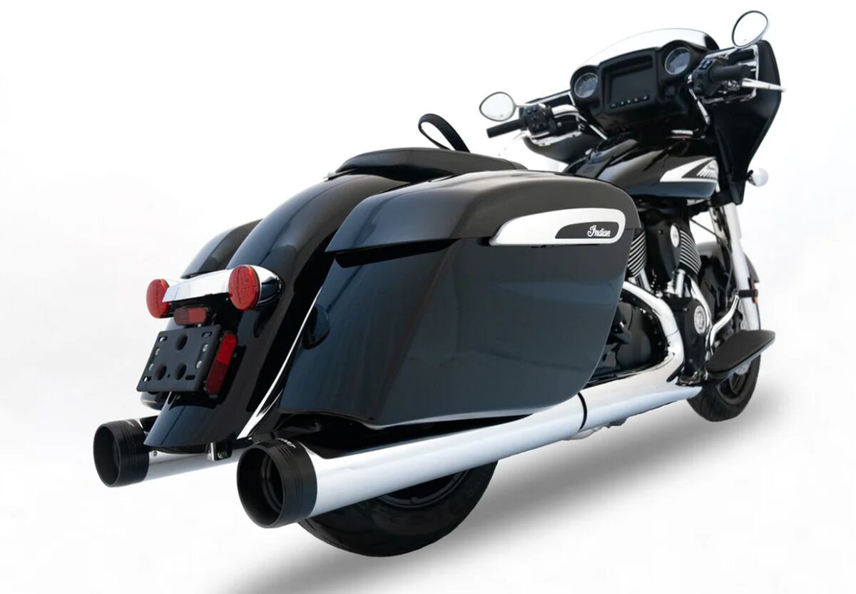 4.5" MOTOPRO45 SLIP-ON MUFFLER FOR INDIAN CHROME w/BLACK END CAP