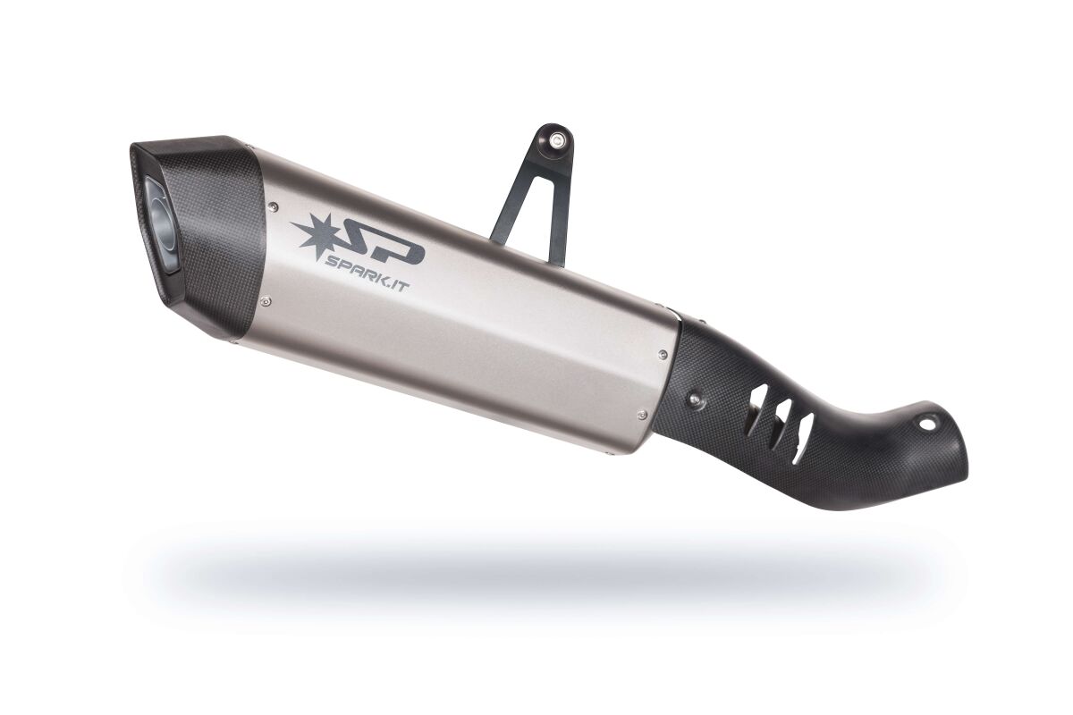 FIGHTER SLIP-ON MUFFLER FULL TITANIUM & CARBON END CAP, WITH CONNECTING PIPE