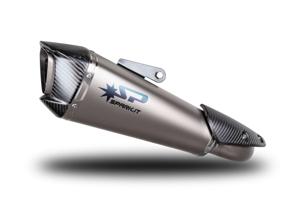 KONIX EVO Silencer Titanium with Carbon End Cap, SS Pipe for lateral mounting, ECE