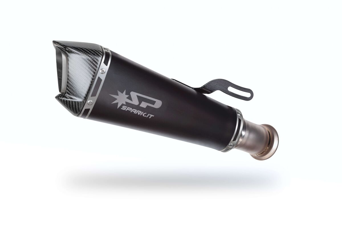 KONIX EVO Silencer Dark Style with Carbon End Cap, SS Pipe for lateral mounting, ECE