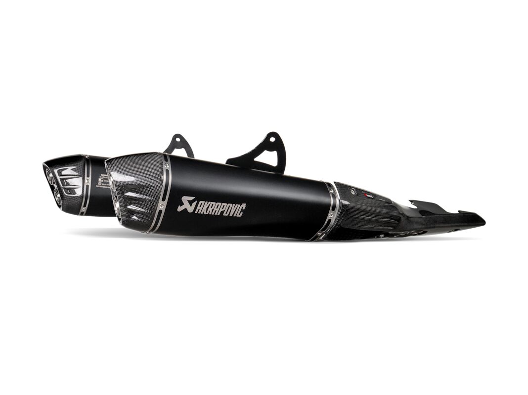 SLIP-ON LINE DUAL MUFFLER BLACK TITANIUM CARBON END CAP