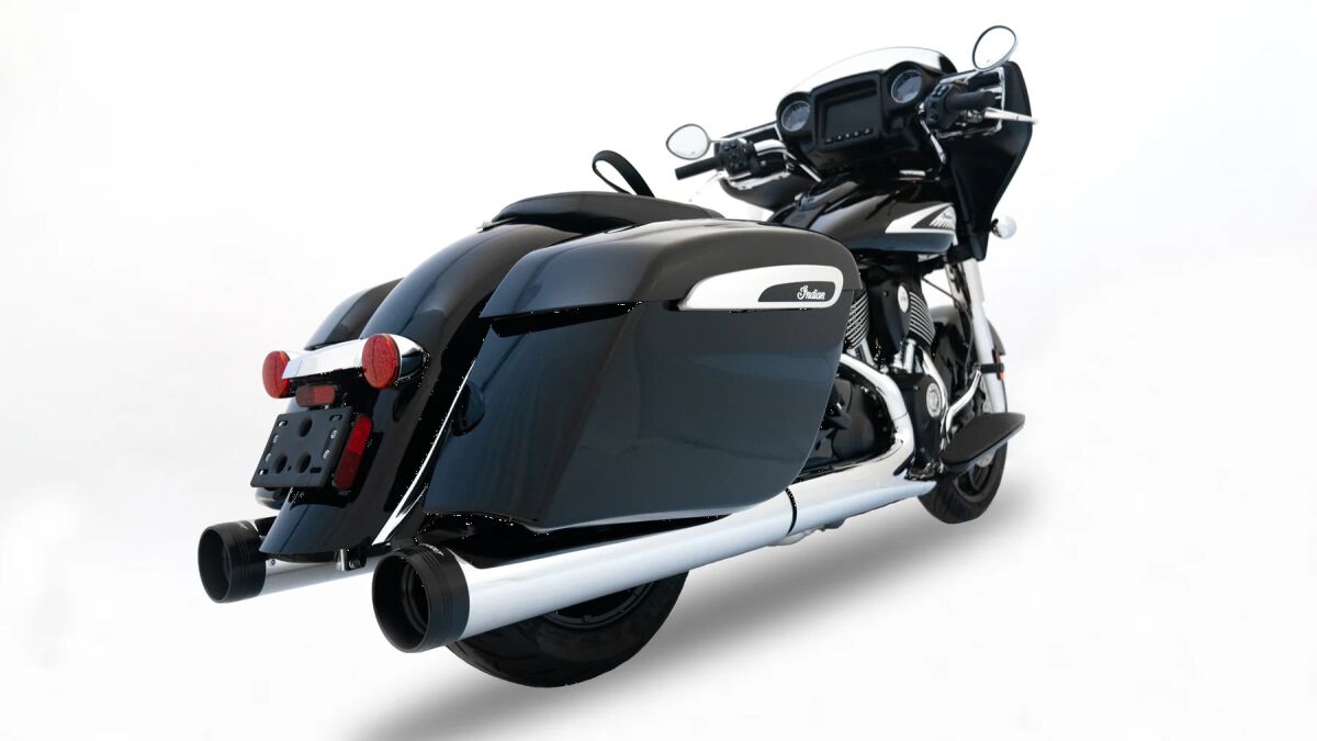 4.5" DBX45 SLIP-ON MUFFLER FOR INDIAN CHROME w/BLACK SLASH END CAP