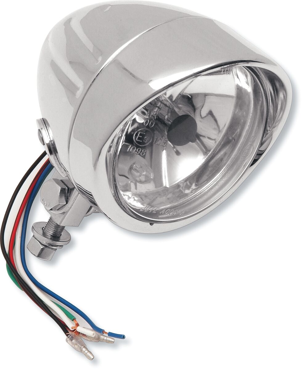 SPOTLIGHT W/ RUNNING LIGHTS 4.5" GROOVED CLEAR LENSE CHROME
