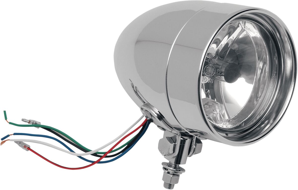 SPOTLIGHT BULLET-STYLE 4" BOTTOM-MOUNT CLEAR LENS DEEP-DISH TRIM RING CHROME