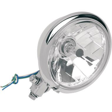 CHROME 5-3/4" DIAMOND-STYLE BOTTOM-MOUNT HEADLIGHT ASSEMBLY FOR SPRINGER