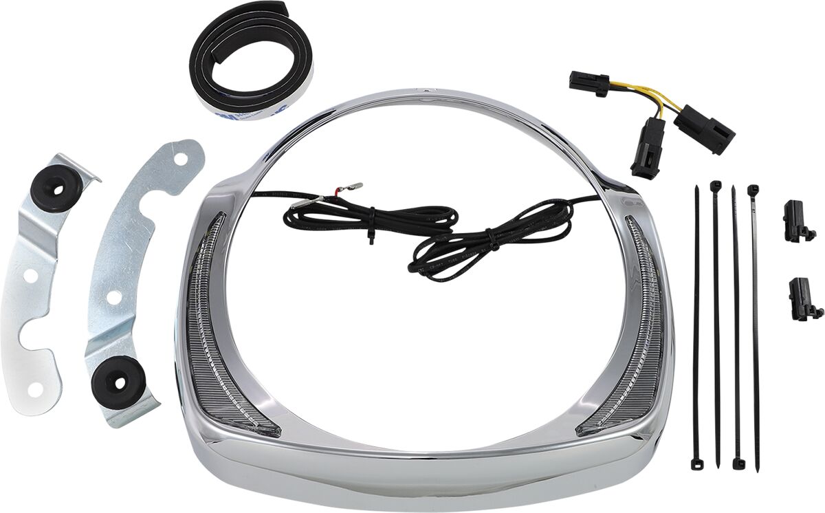 HEADLIGHT BEZEL FANG LED CHROME