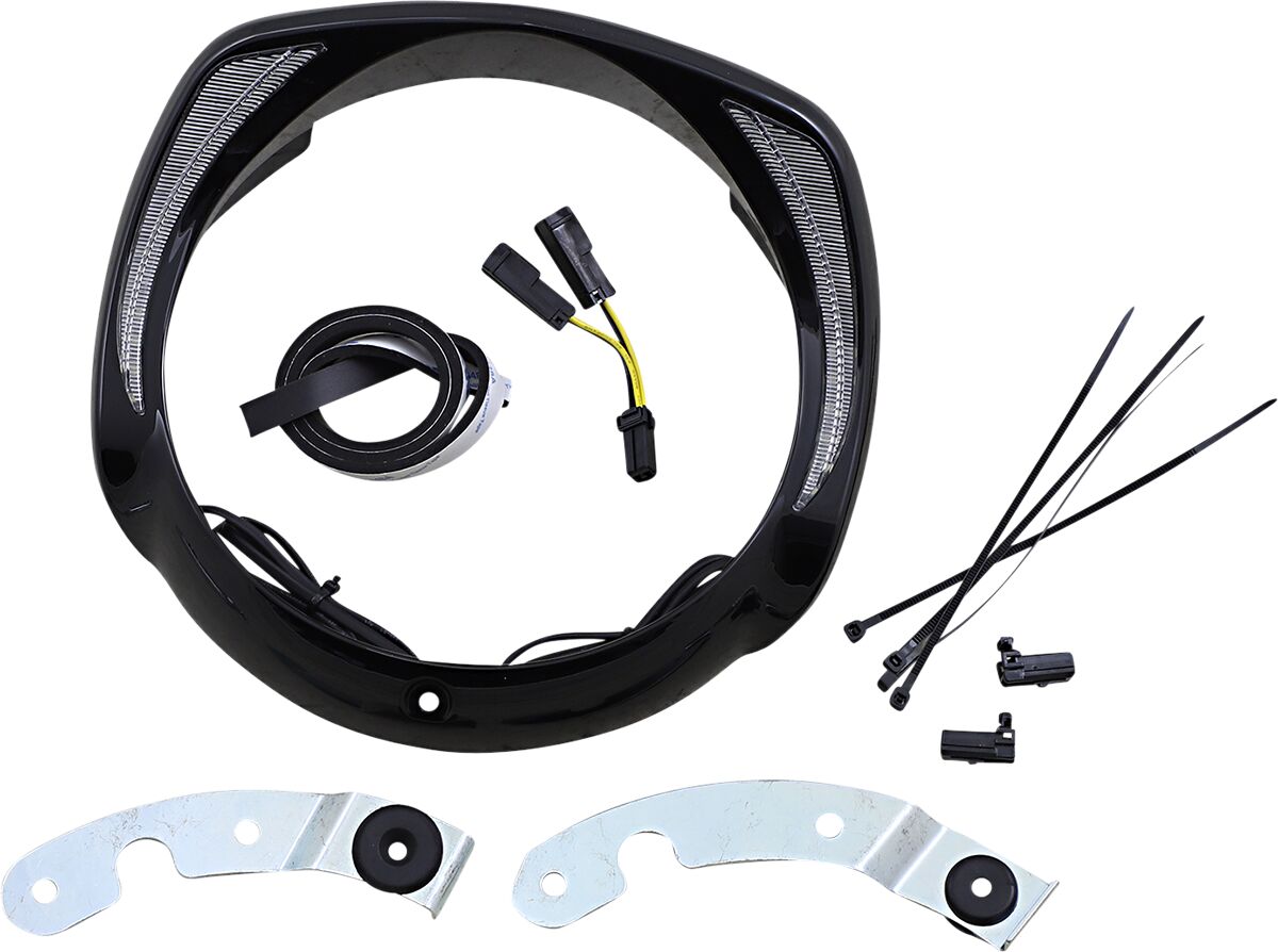 HEADLIGHT BEZEL FANG LED BLACK