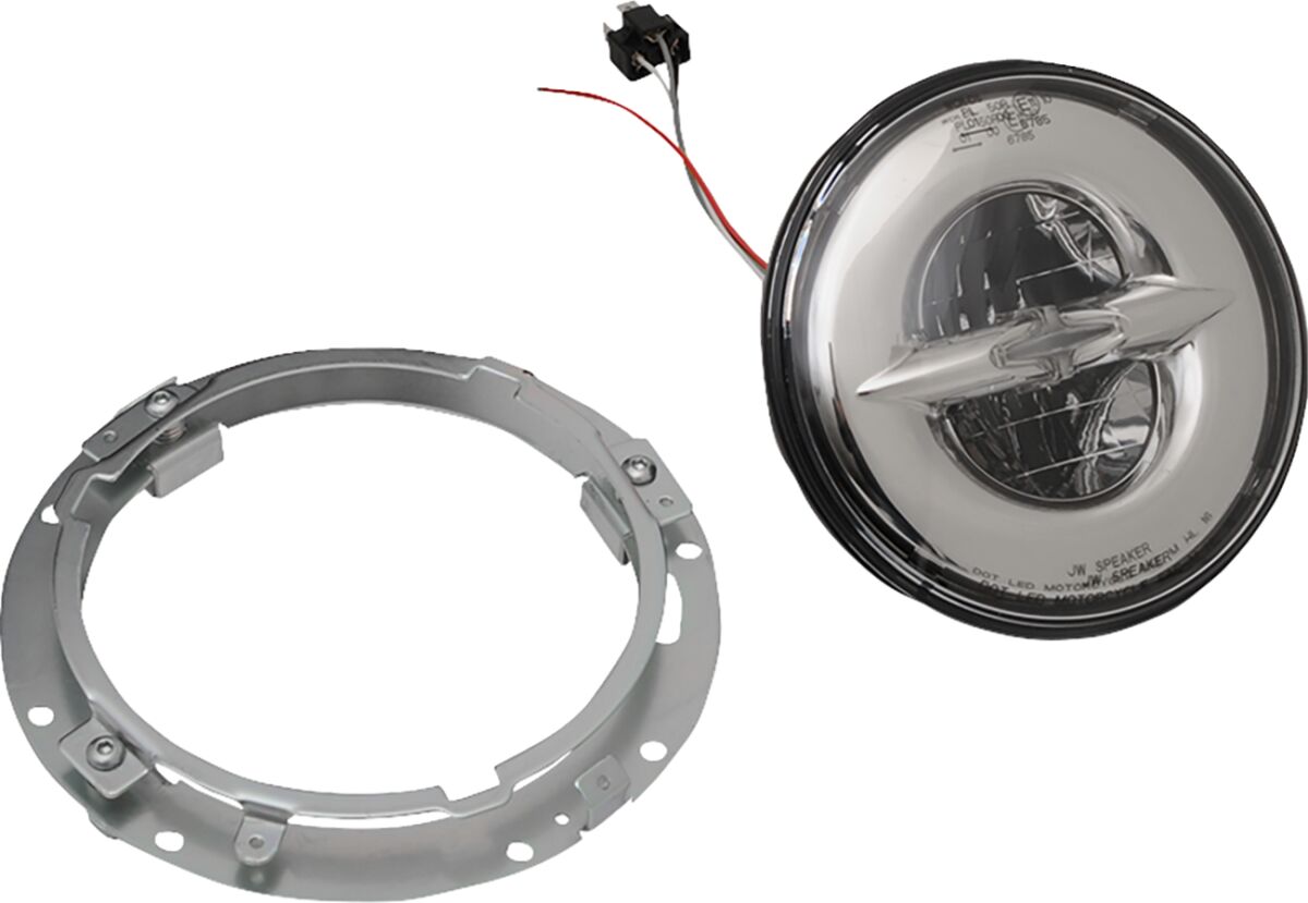 HEADLIGHT 7" W/MOUNTING RING REFLECTOR 12V LED CHROME