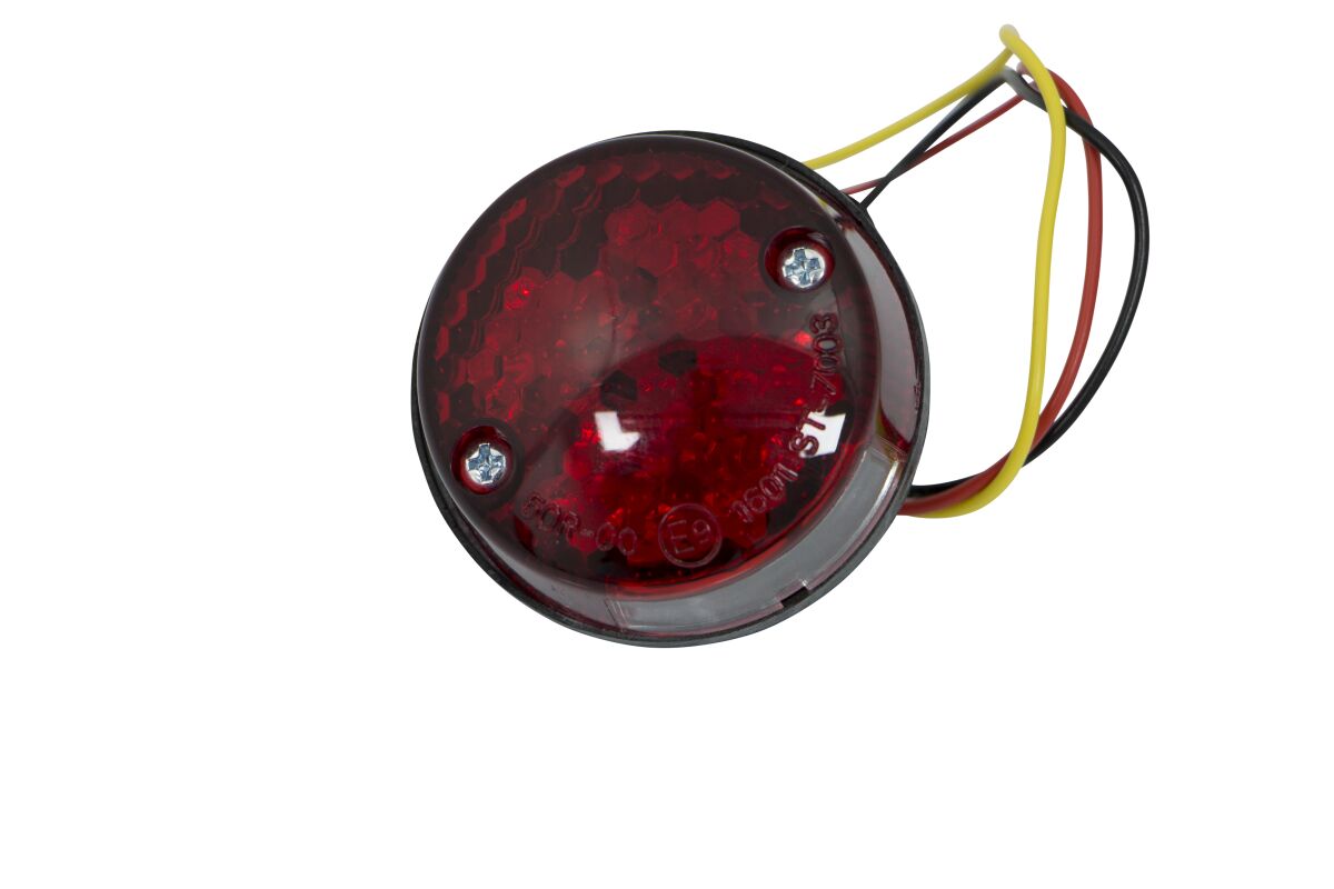 LED tagatuli, punane klaas, läbipaistev