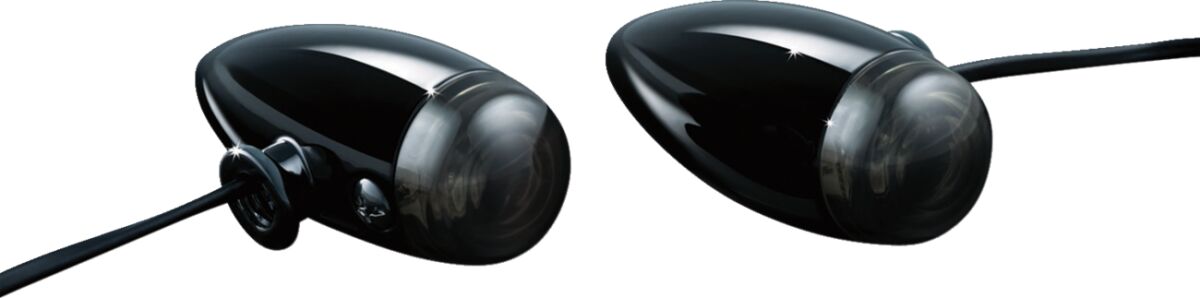MINI BULLETS AMBER LED SMOKE LENS BLACK