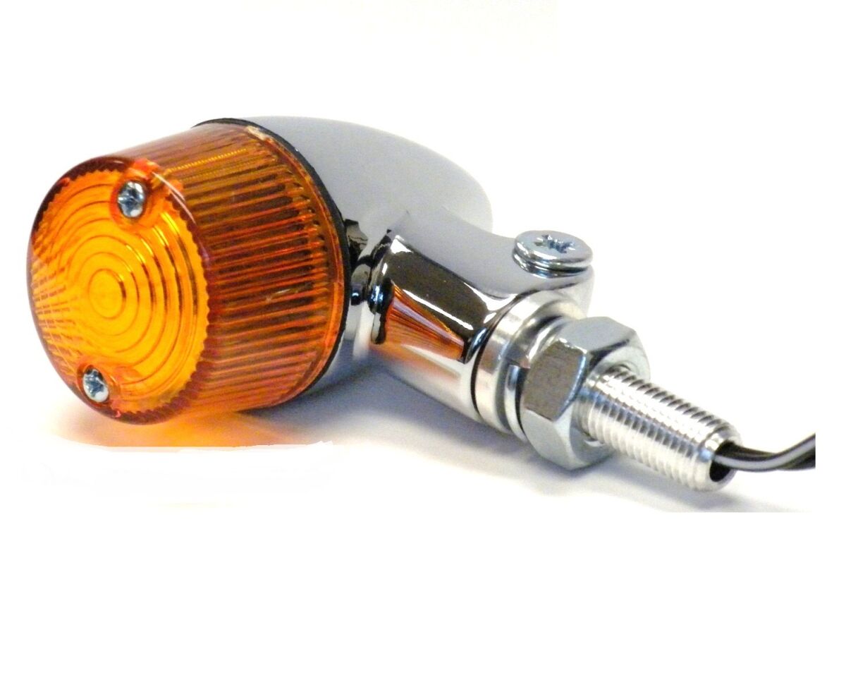 MARKER LIGHT E-MARK ALUMINUM ROUND CHROME BODY AMBER LENS