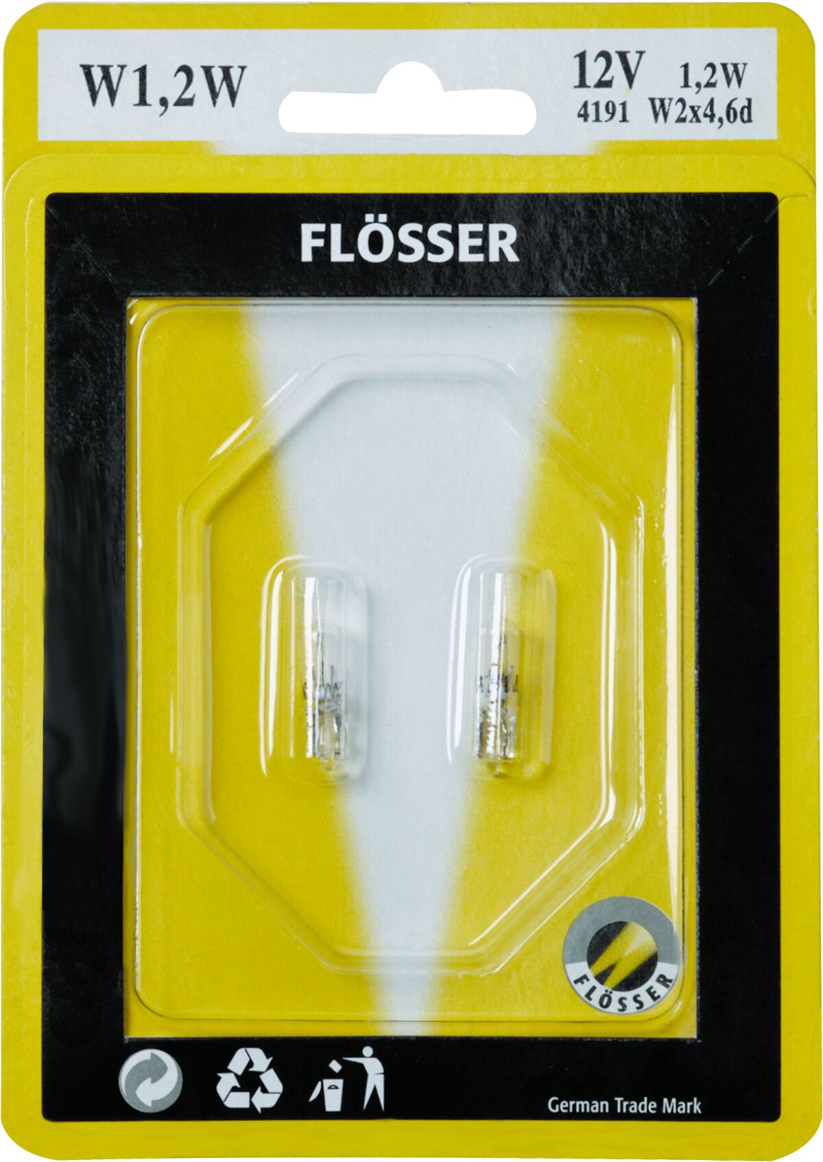 Pirn, klaasist kiilsokkel, 12V 1,2W T5 W2X4,6D 10PK