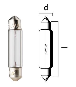 Soffittpirn 12V 3W SV5,5 6,2X28MM 10PK