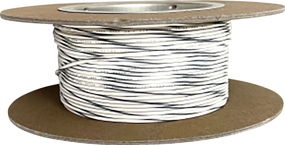 Juhe 20-gauge, primaarne, 100', valge/hall triip