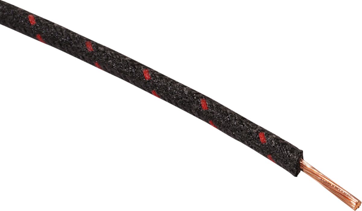 Juhe 16-gauge, riidega punutud, 25', must, punase triibuga