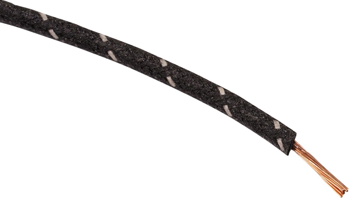 Juhe 16-gauge, riidega punutud, 25', must, valge triibuga