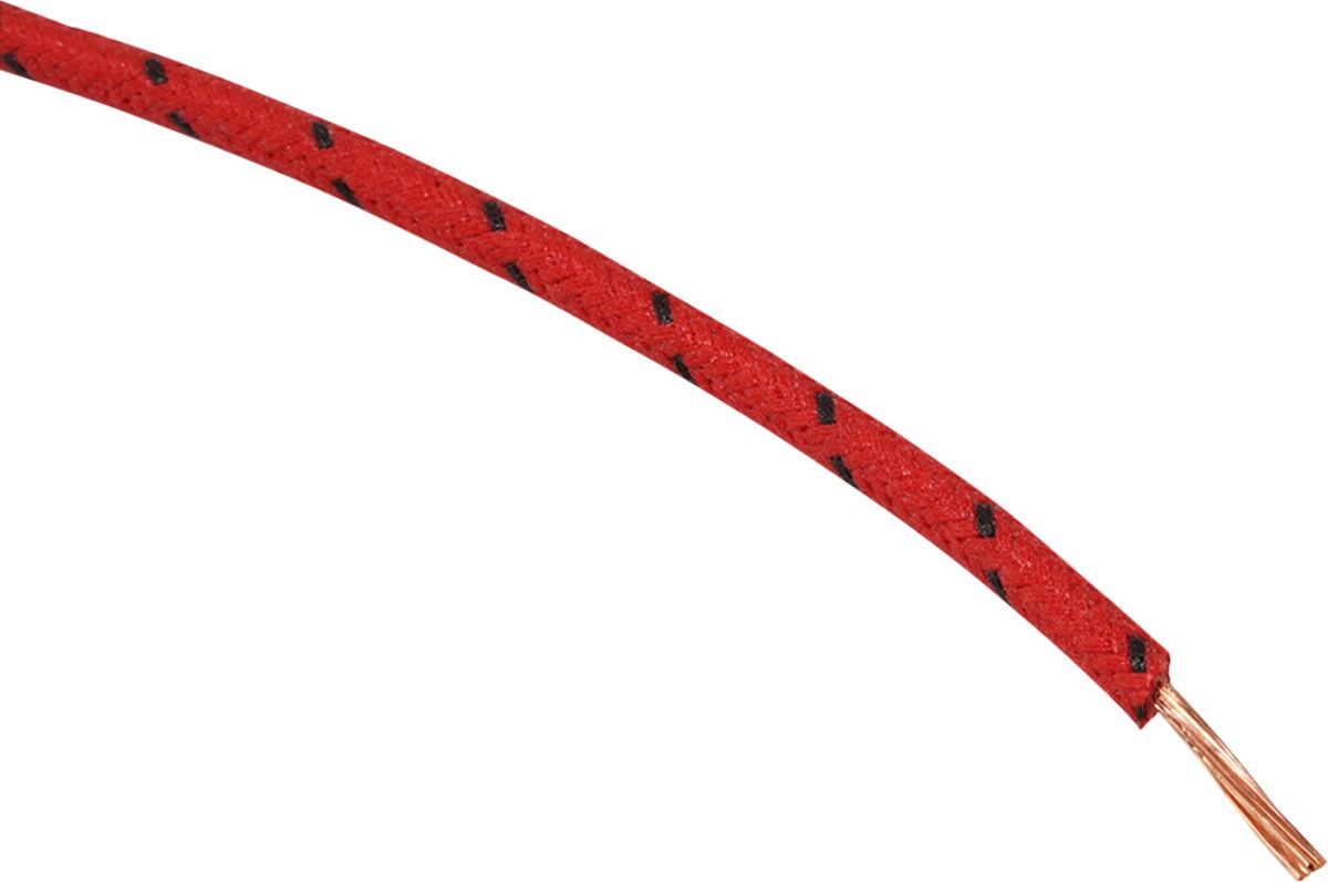 Juhe 16-gauge, riidega punutud, 25', punane, musta triibuga