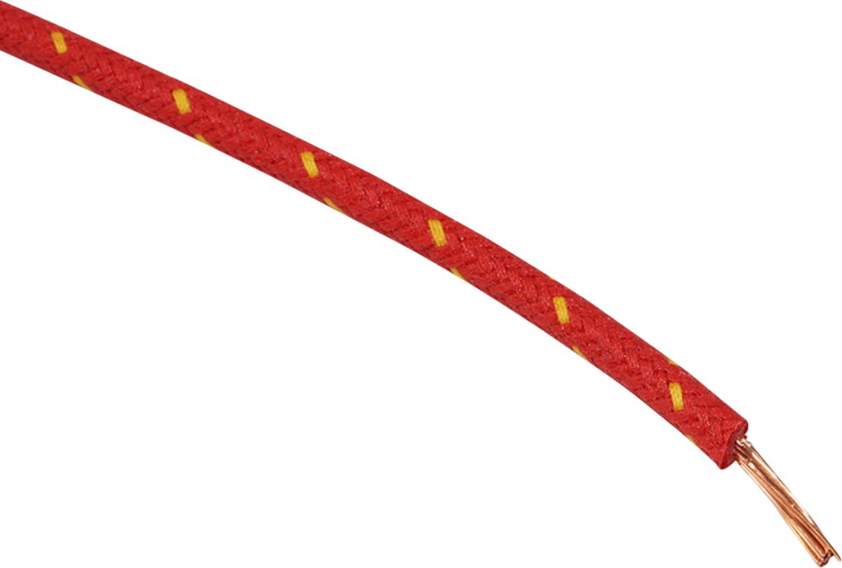 Juhe 16-gauge, riidega punutud, 25', punane, kollase triibuga