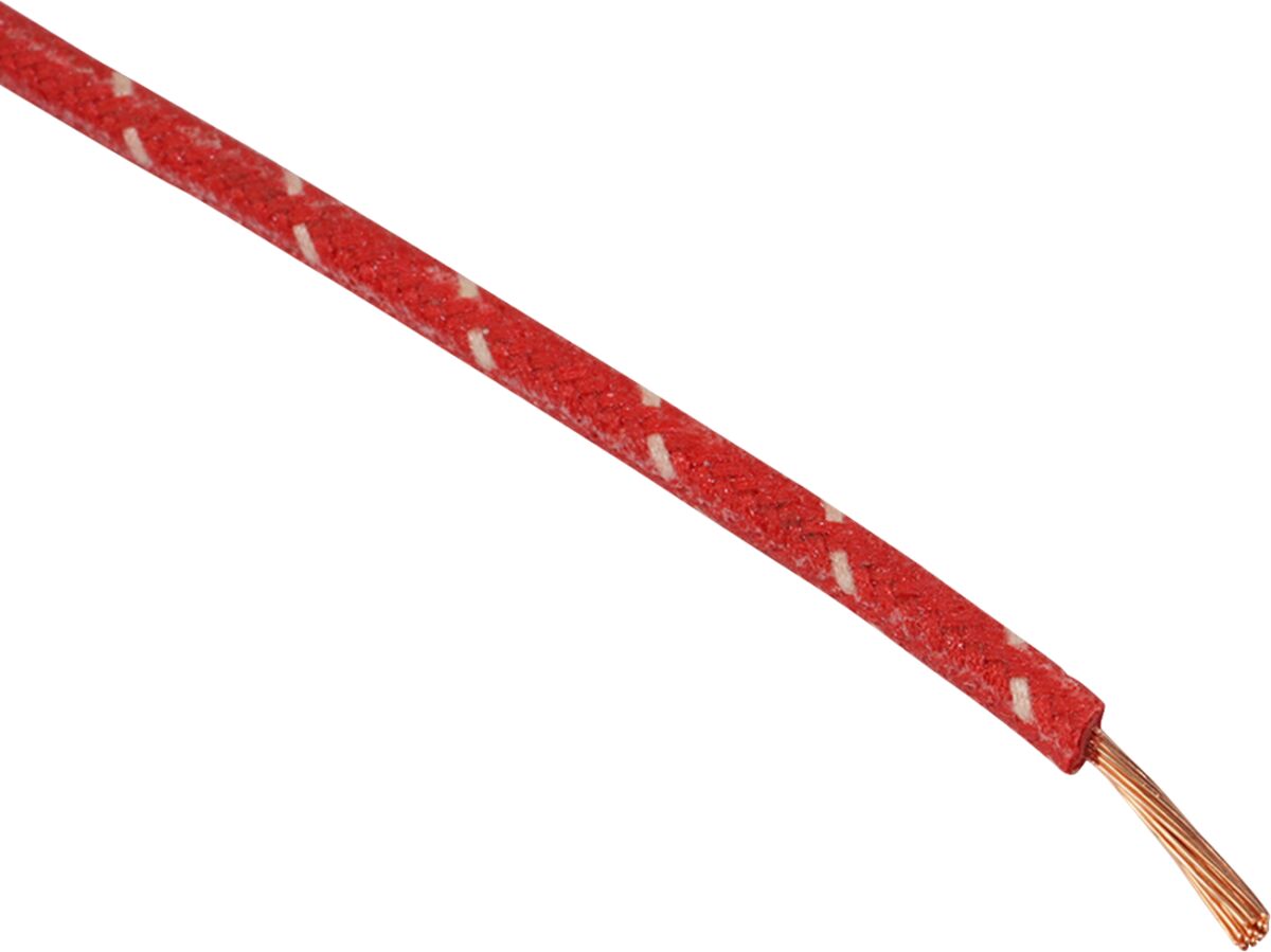 Juhe 16-gauge, riidega punutud, 25', punane, valge triibuga