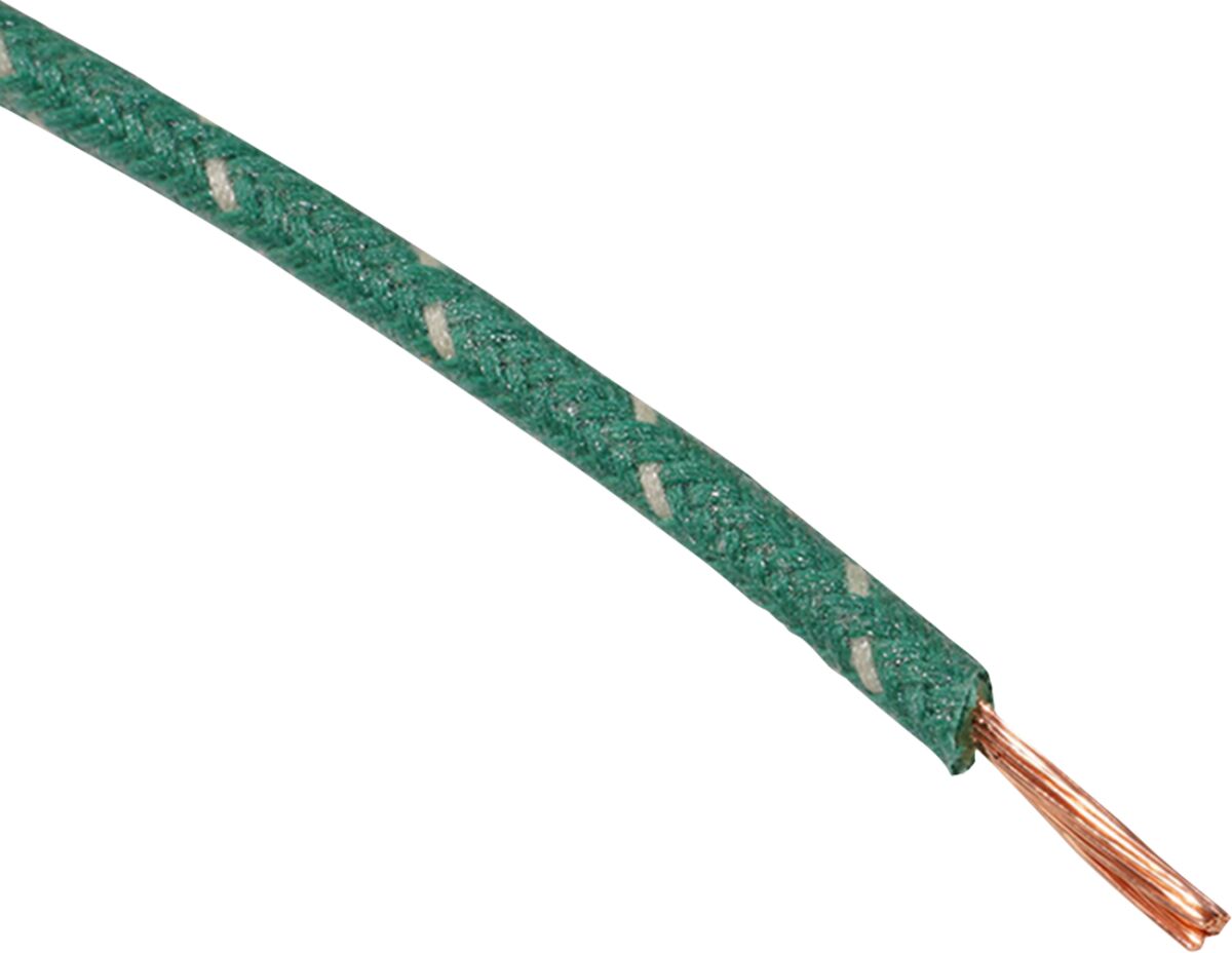 Juhe 16-gauge, riidega punutud, 25', roheline, valge triibuga