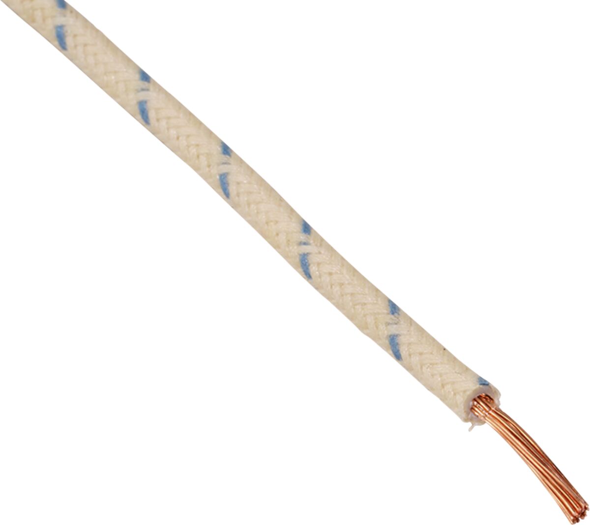 Juhe 16-gauge, riidega punutud, 25', valge, sinise triibuga
