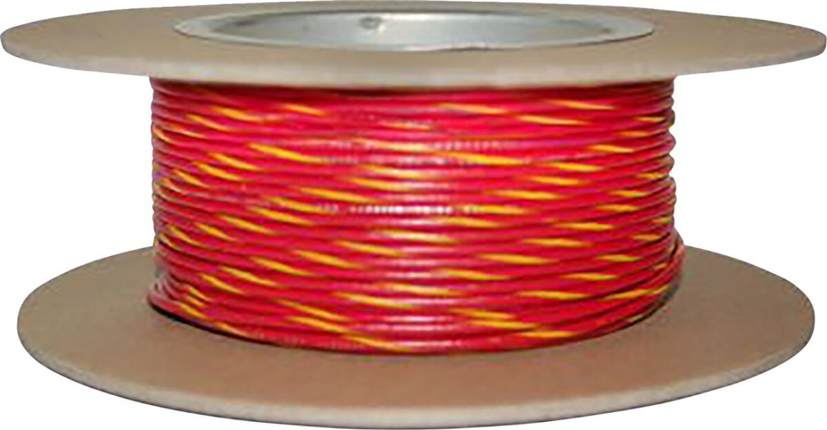 Juhe 20-gauge, primaarne, 100', punane/kollane triip