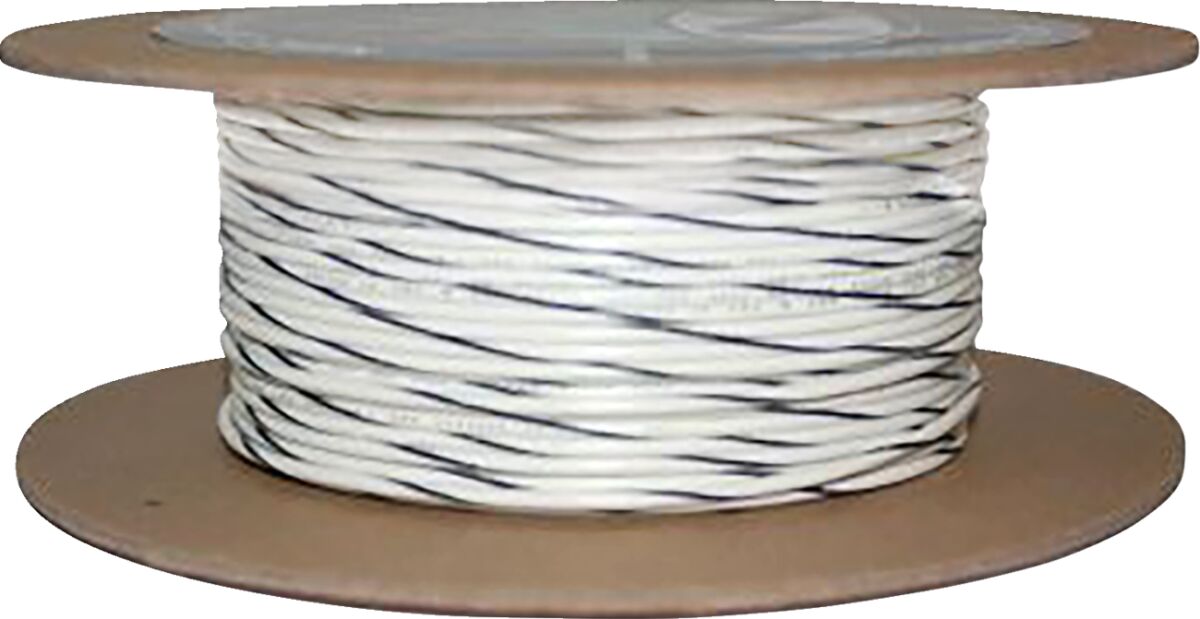 Juhe 20-gauge, primaarne, 100', valge/must triip