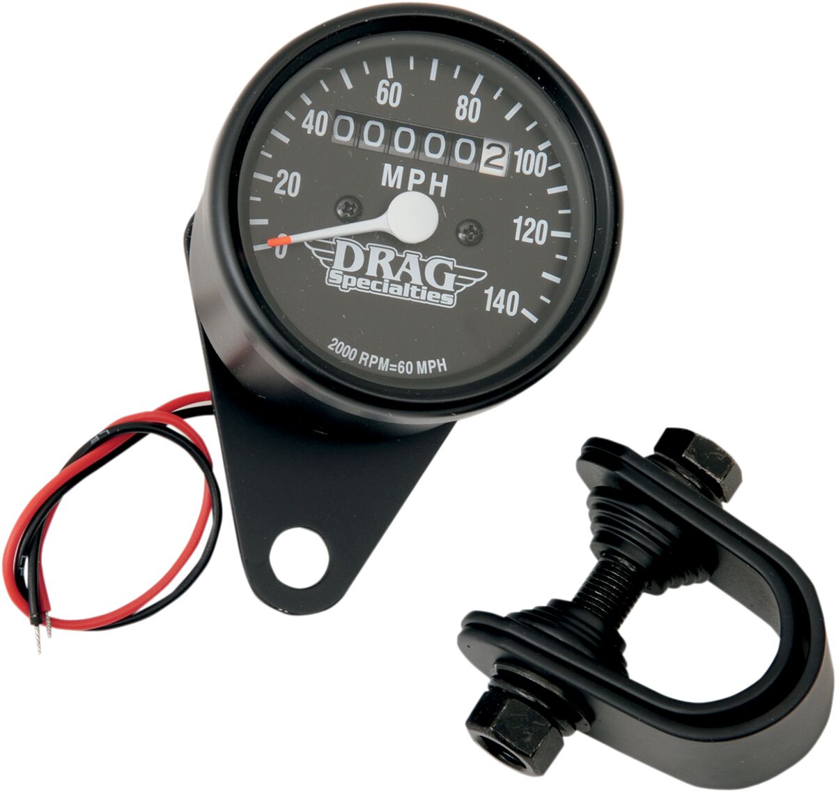 2.4" MECHANICAL SPEEDOMETER 2:1 BLACK HOUSING BLACK FACE