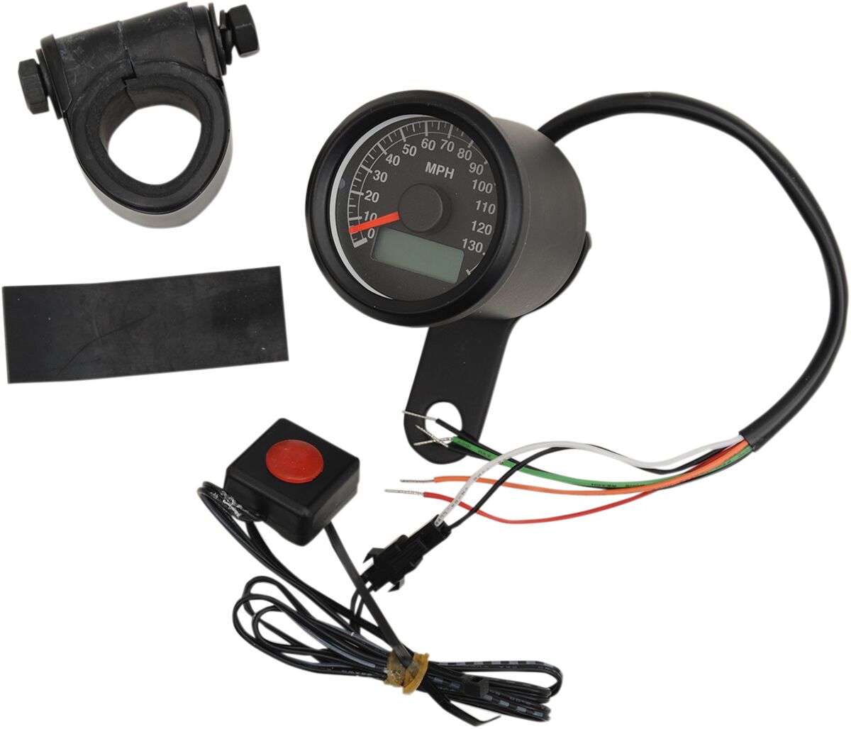 1.8" ELECTRONIC SPEEDOMETER BLACK HOUSING BLACK FACE