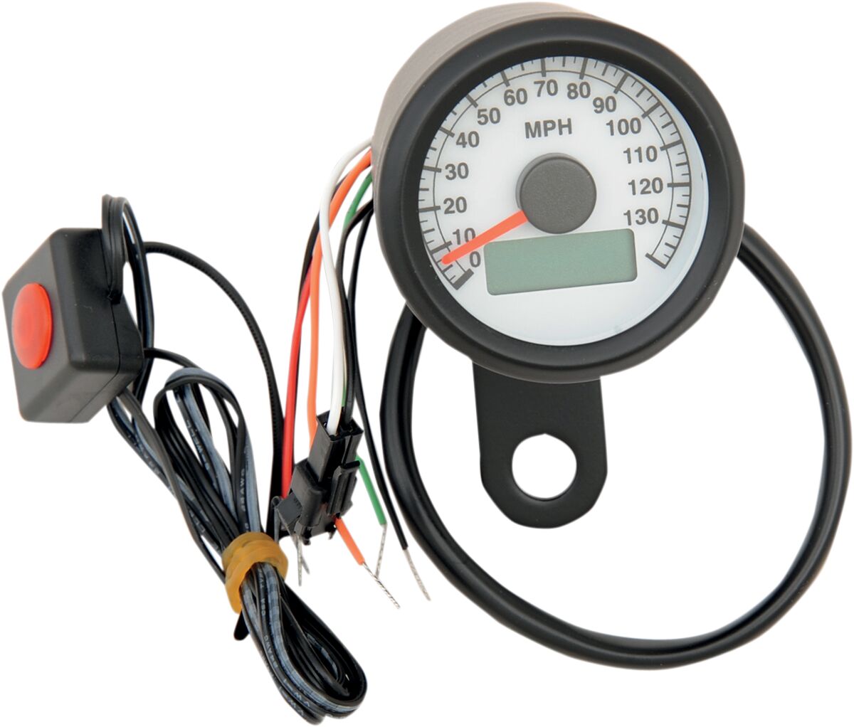 1.8" ELECTRONIC SPEEDOMETER BLACK HOUSING WHITE FACE