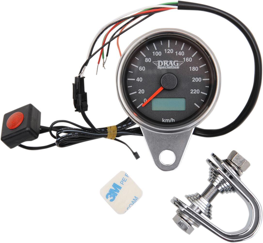 220 KM/H BLACK FACE PROGRAMMABLE MINI ELECTRONIC SPEEDOMETER WITH ODOMETER/TRIPMETER 2.37"