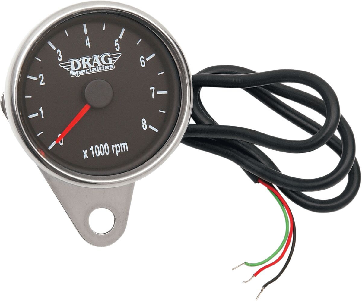 2.4" TACHOMETER 8000RPM LED CHROME BLACK FACE RED NEEDLE