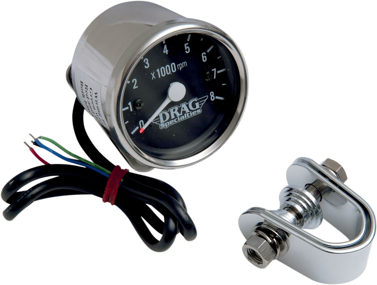 2.4" TACHOMETER 8000RPM BULB CHROME BLACK FACE