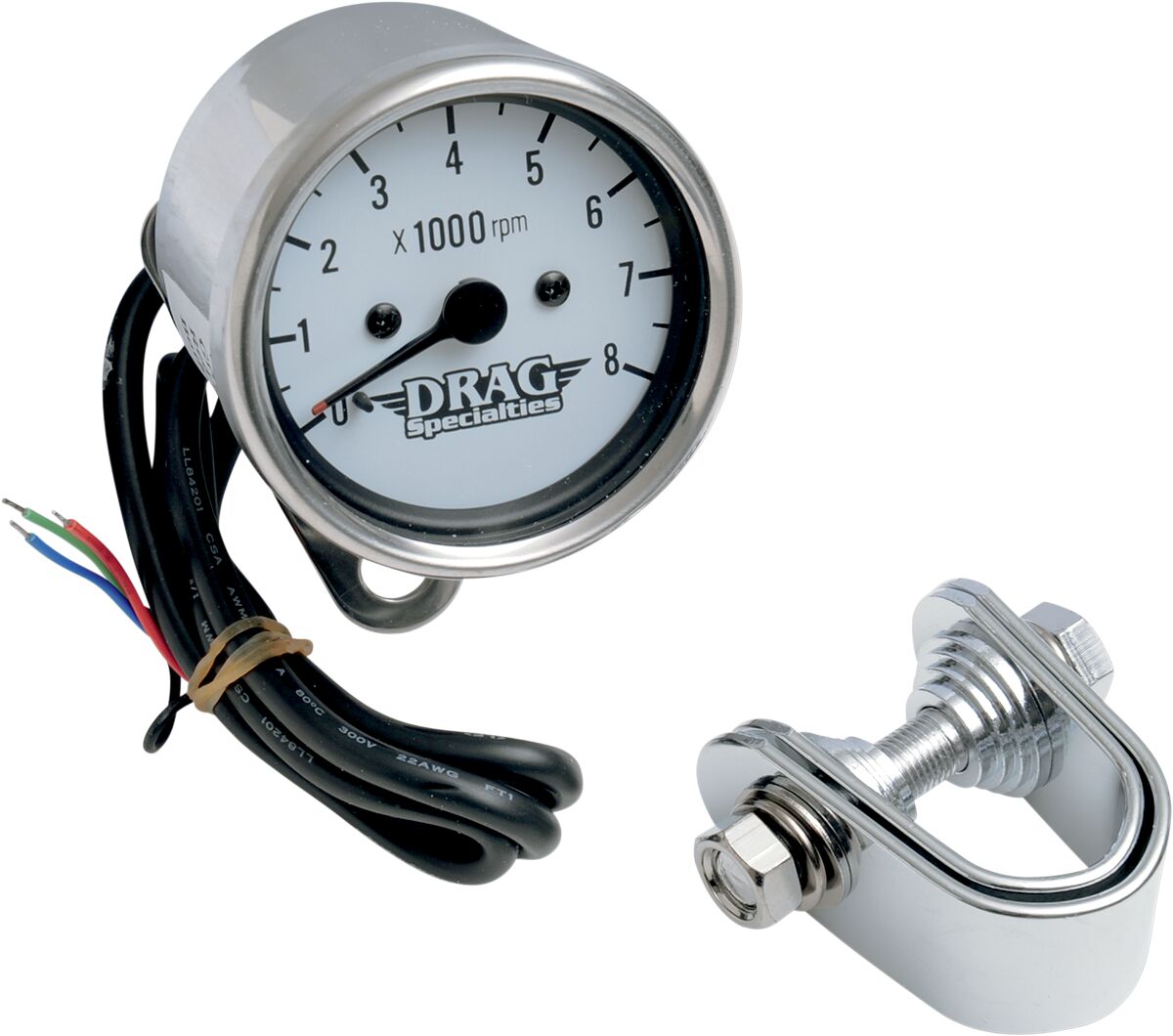 2.4" TACHOMETER 8000RPM BULB CHROME WHITE FACE