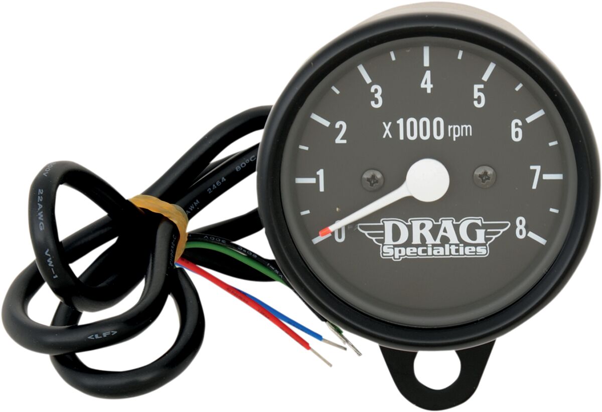 2.4" TACHOMETER 8000RPM BULB BLACK HOUSING BLACK FACE