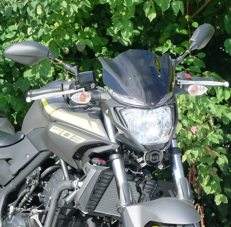 Tuuleklaas Yamaha MT-03, tumendatud