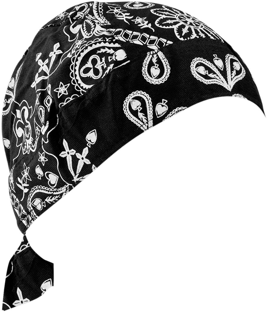 HEADWRAP ROAD HOG BLACK PAISLEY TIE-ON ONE SIZE