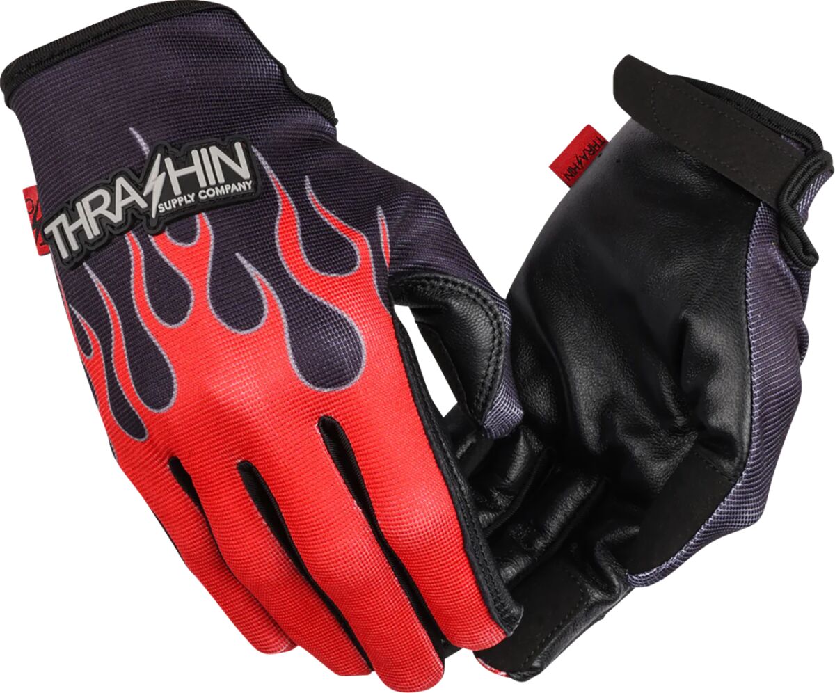 GLOVE FLAME STEALTH LEATHER PALM RED SMALL