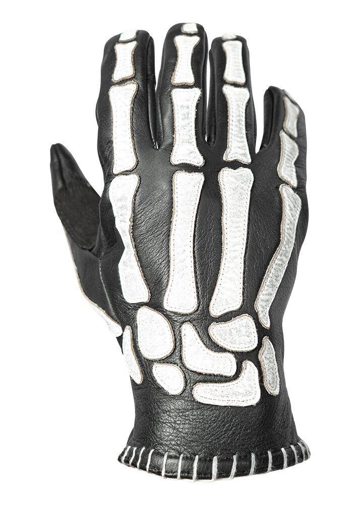 GLOVE SKELETOR LEATHER BLACK/W